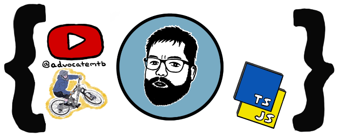 Banner for Damon Jones, contains hand drawn avatar, bike, YouTube logo and tech logos